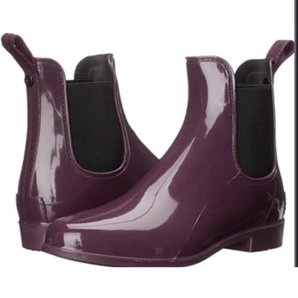 SAM EDELMAN Tinsley Chelsea Rubber Rain Bootie Sangria Size 7 - Picture 14 of 14